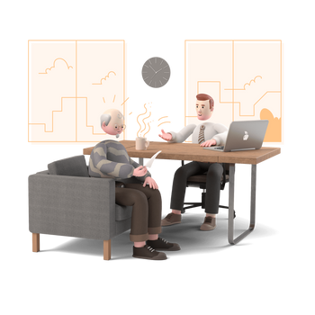 business office workspace desk consultation device client customer